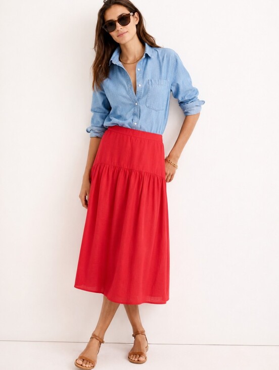 J. Crew Dresses & Skirts - J.Crew x Maryam Nassir Zadeh Women's 100% Ramie Summer  Boho Midi Skirt Size 12